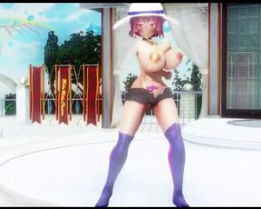 MMD Lupine head nurse with huge tits