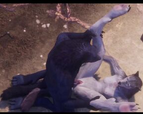 3D Werewolf Mating With Another Werewolf Monster