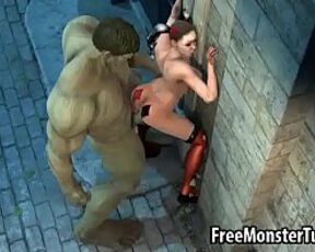 3D Harely Quinn gets fucked outdoors by The Hulk