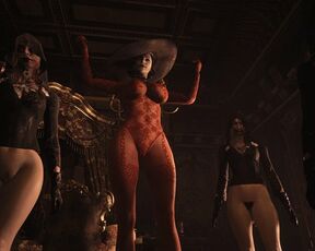 Resident Evil 8 Nude Lady Dimitrescu Red Lace Lingerie & Bottomless Daughters Resident Evil Village
