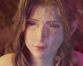 Aerith Gainsborough Handjob & Facial Red Dress