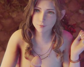 Aerith Gainsborough Handjob & Facial