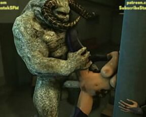 Super Hero woman getting fucked hard by big demonic monster 3D Animation