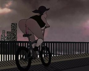 Slutty Girl Rides Dildo On Bike In Public Animation Loop