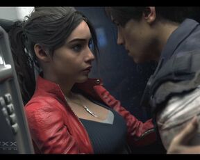 Claire Redfield And Leon In A Phone Booth