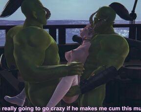 Two orcs love to fuck an elf girl in her pussy and ass