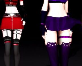 【MMD】(Triple big cock Futanari) Kaat & Meiko & Luna - Pink Cat【R-18】