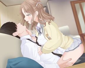 Hot anime bitch rides you while making out