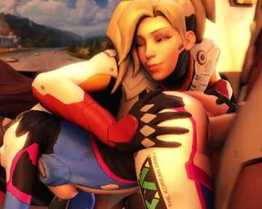Widowmaker Overwatching D.Va and Mercy