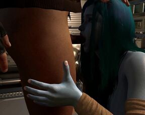 (VAM 3D) Blue alien queen pays tribute