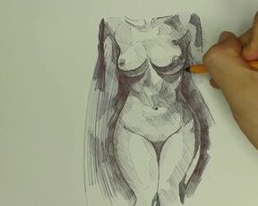 Easy drawing of  Stepsister's Nude Body