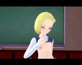 Cute fun with dragon ball girl android 18