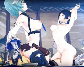 Threesome with Yelan and Eula from Genshin Impact