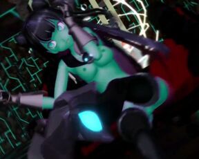 Kancolle Light Cruiser Demon Hentai Nude Dance Monster Girl MMD 3D Dark Green Body Color Edit Smixix