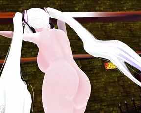Thicc Miku Dance Hentai Vocaloid Nude Bass Knight Song MMD 3D White Hair Color Edit Smixix