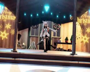 Cute White Cat Girl Dancing + Gradual Undressing