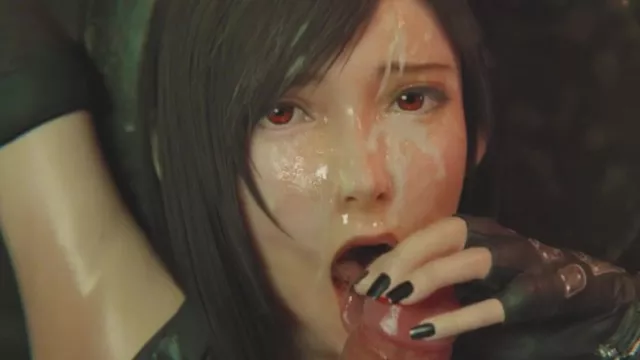 Final Fantasy porn Tifa gives a deep-throat blowjob rule34 3D ...