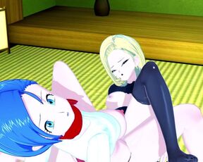 Bulma and Android 18 having hot lesbian sex.