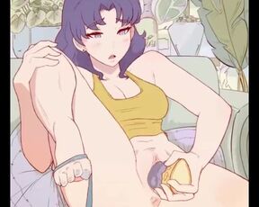 Cute anime girl masturbating with big dildo animation hentai