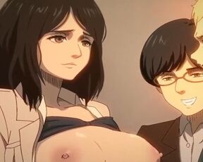 Big cock enters wet pussy, huge breasts - Attack on Titan hentai Uncensored
