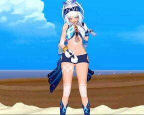 Mualani secretly masturbates on the beach (Genshin hentai)