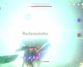 Shogun Raiden atolando boss com a espada dura e afiada