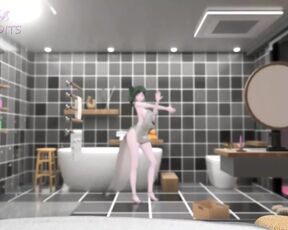 St. Louis Bathroom Undress Dance Hentai Tell Me Song Azur Lane Mmd 3D Soft Green Hair Color Edit Smixix