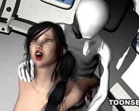 Sexy 3D brunette getting fucked hard by an alien