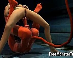 Busty 3D cartoon redhead babe fucked by Satan