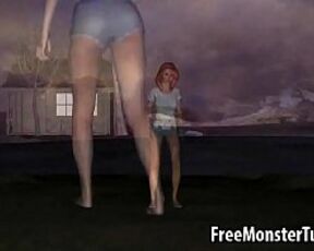 Sexy 3D cartoon redhead babe getting fucked by a zombie