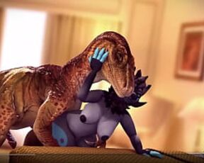 Furry Wolf takes it from Dinosaur